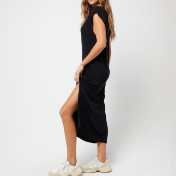 NWT! L*Space Robyn Ribbed Black Midi Stretchy Tank Dress - Size Small - Picture 6 of 11